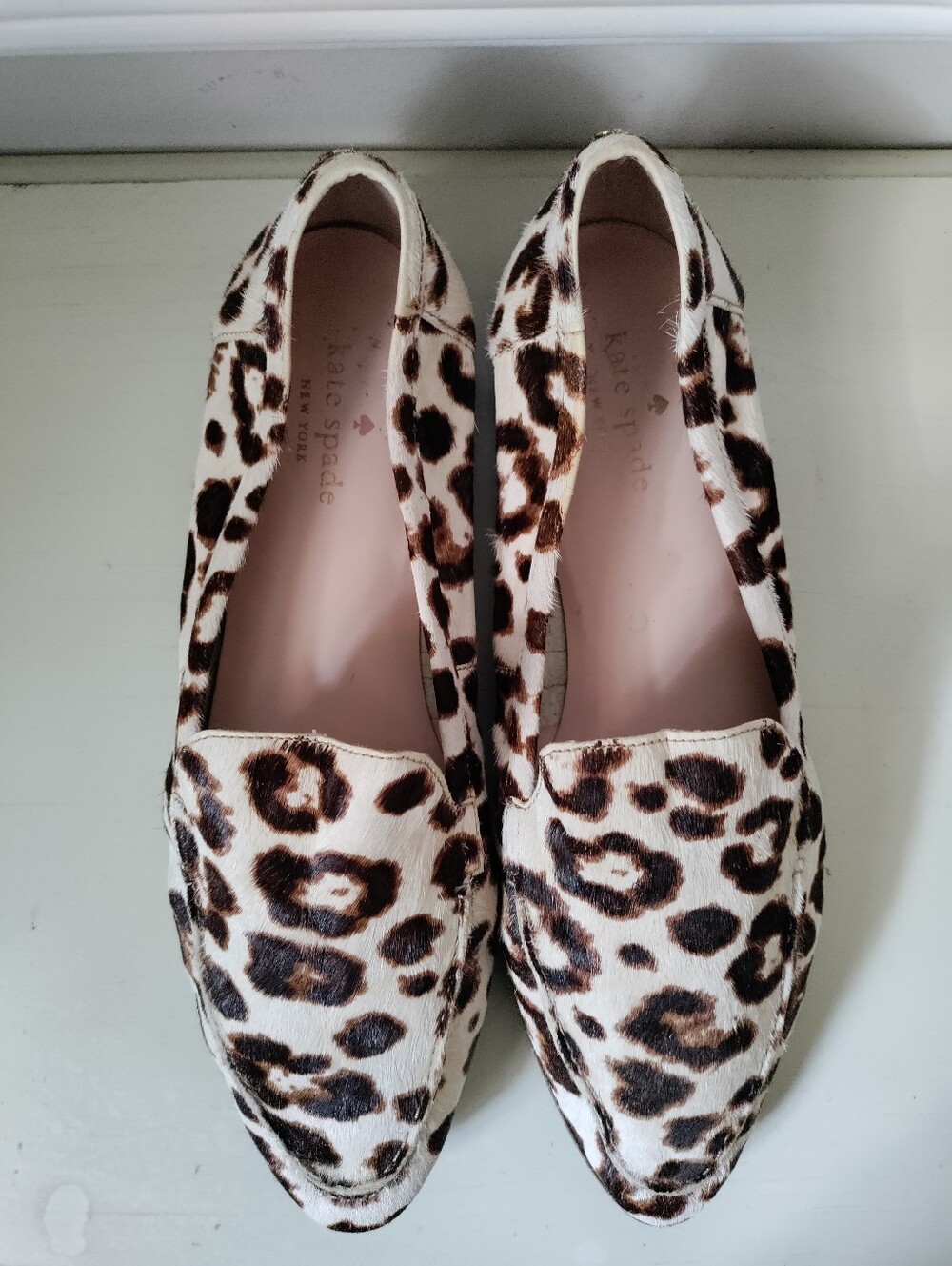 Kate Spade New York Leopard Print Calf Hair Loafers Flats Real Fur Size 9M